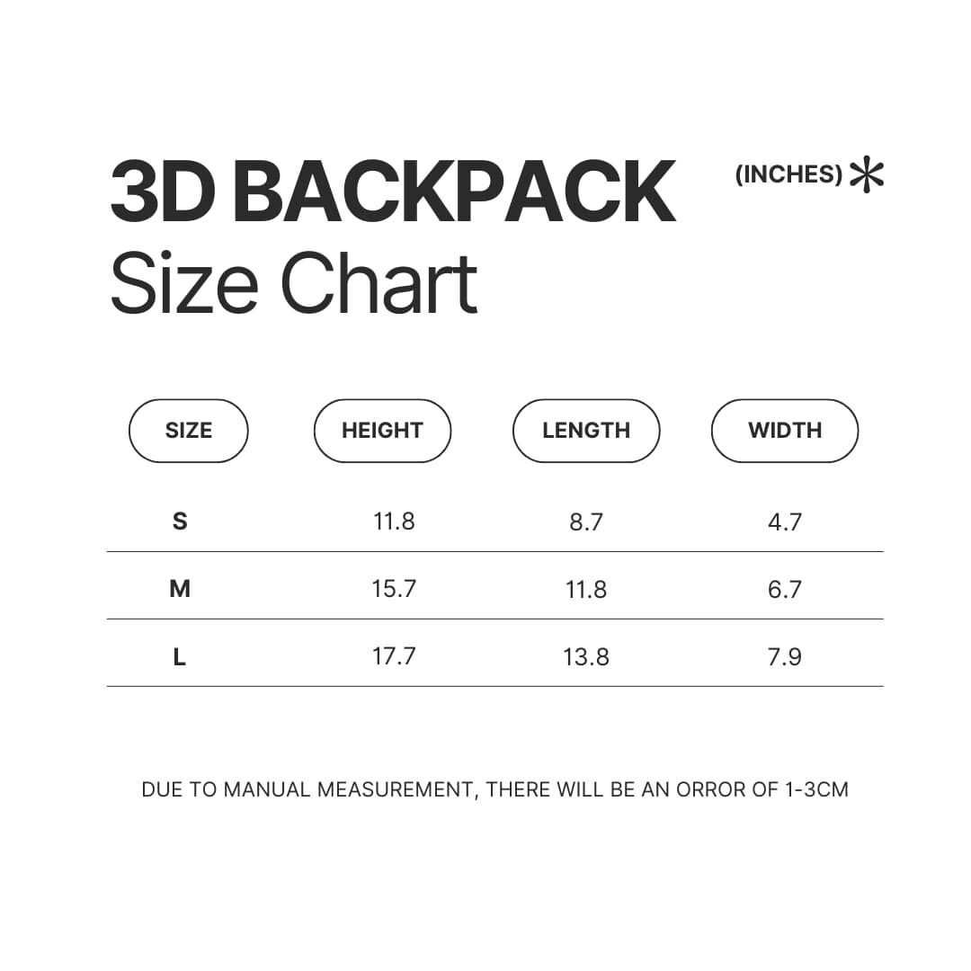 3D Backpack Size Chart - Chainsaw Man UK Store