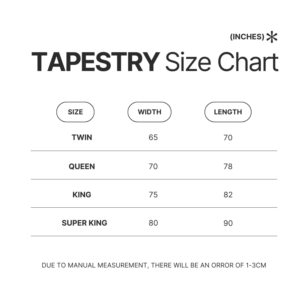 Tapestry Size Chart - Chainsaw Man UK Store
