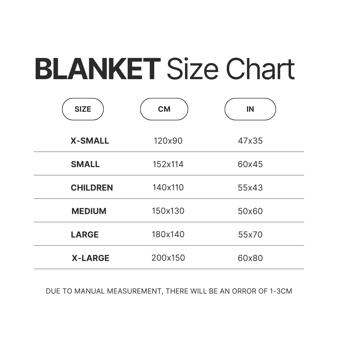 Blanket Size Chart - Chainsaw Man UK Store