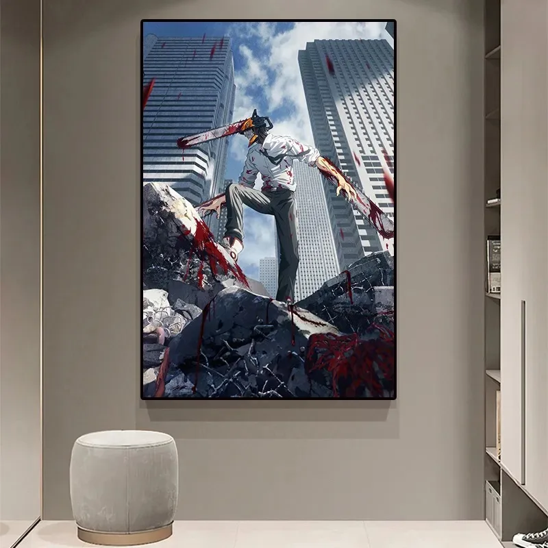 Japan Action Anime Cartoon Chainsaw Man Picture for Kids Room Living Wall Art Decor Home Decoration 14 - Chainsaw Man UK Store