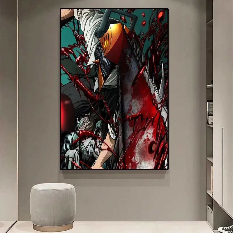 Japan Action Anime Cartoon Chainsaw Man Picture for Kids Room Living Wall Art Decor Home Decoration 17 - Chainsaw Man UK Store