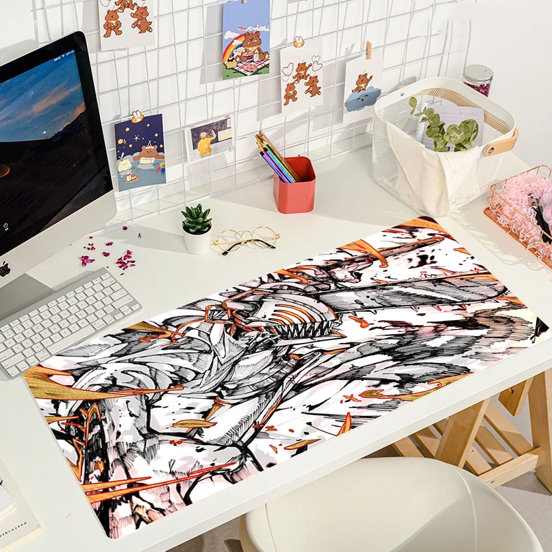 Mouse Pad Kawaii Chainsaw Man Large Mat Gaming Mousepad Compute Mouse Gamer Stitching Desk Mat XXL 4 - Chainsaw Man UK Store