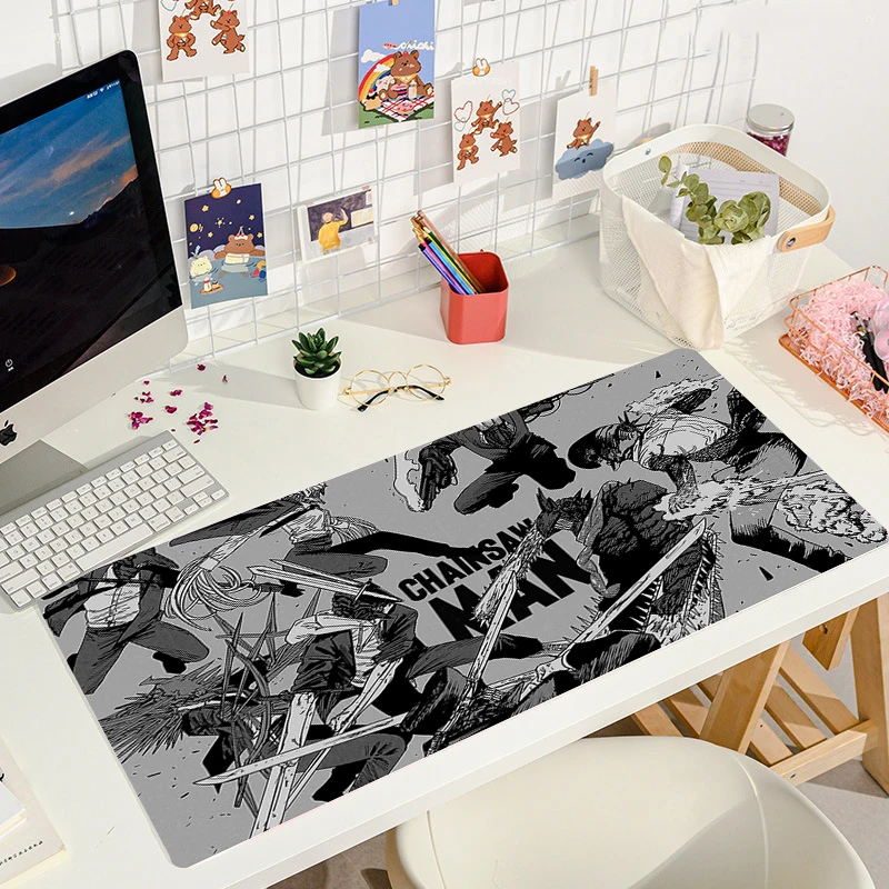 Mouse Pad Kawaii Chainsaw Man Large Mat Gaming Mousepad Compute Mouse Gamer Stitching Desk Mat XXL 6 - Chainsaw Man UK Store